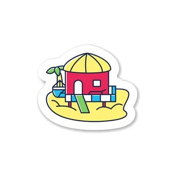 Beach hut sticker Stock-Illustration
