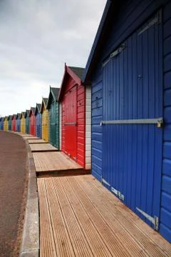 Beach huts at budleigh Stock Photos