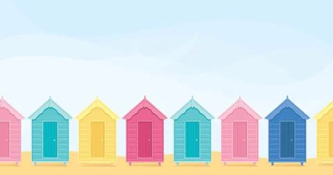 Beach huts Stock Illustration