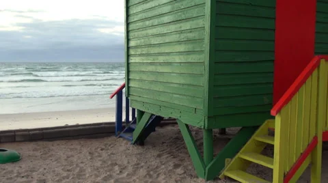 Beach huts in Muizenberg Stock Footage 27349588