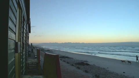 Beach huts in Muizenberg Stock Footage 27349859
