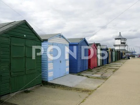 Beach huts Stock Photos