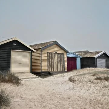 Beach huts Stock Photos