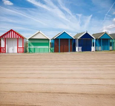 Beach huts Stock Photos