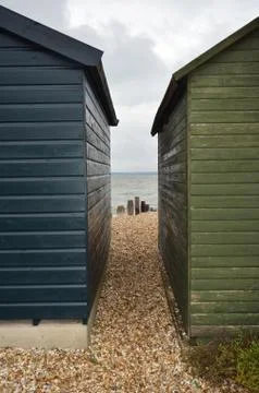 Beach huts Stock Photos