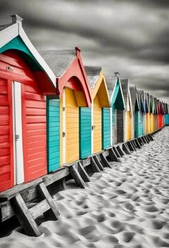 Beach huts Stock Photos