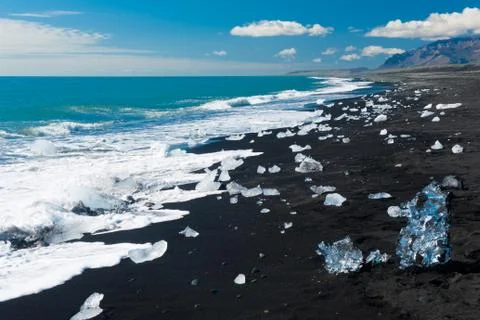 Beach with icebergs Stock Photos