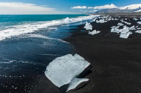 Beach with icebergs Stock Photos