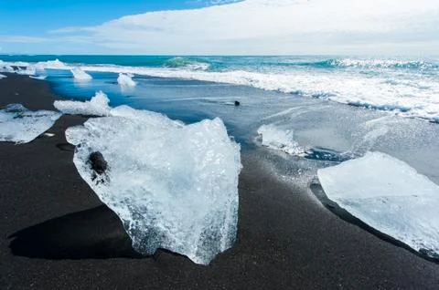 Beach with icebergs Foto stock
