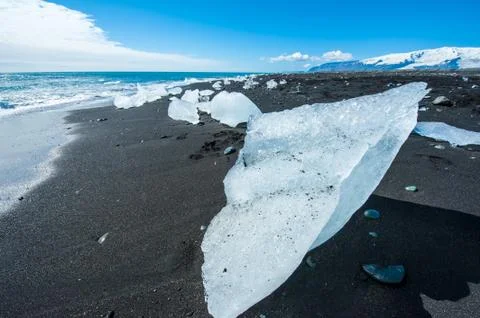 Beach with icebergs Foto stock