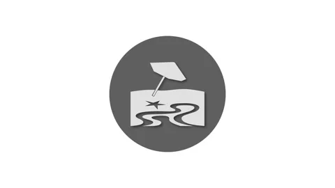 Beach icon black color simple shape circle animation white background Vidéo 279005799