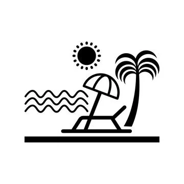 Beach icon. Black vector. 스톡 일러스트