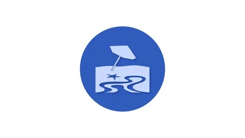 Beach icon blue color simple shape circle animation white background Vidéo 279005803