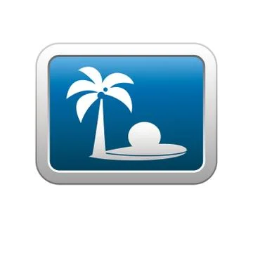 Beach icon on blue Stock Illustration