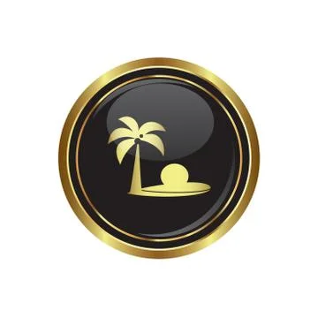 Beach icon gold Stock Illustration