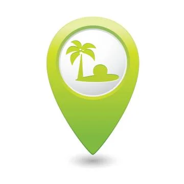 Beach icon green map pointer Stock Illustration