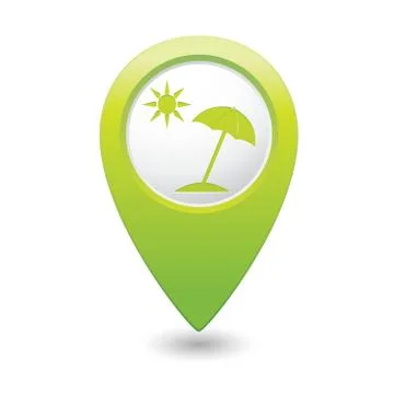 Beach icon green map pointer Stock Illustration