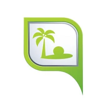 Beach icon green pointer Stock Illustration