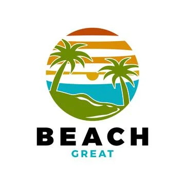 Beach Icon Logo Design Template Stock Illustration