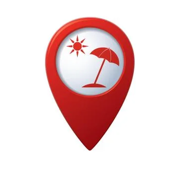 Beach icon red map pointer Stock Illustration
