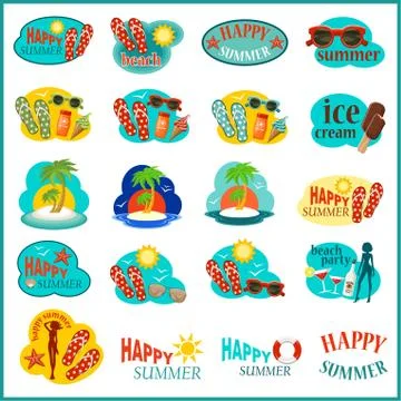 Beach icon set. Stock Illustration