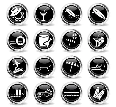 Beach icon set Stock Illustration