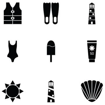 Beach icon set Stock Illustration