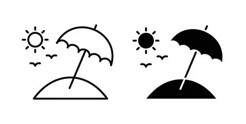 Beach icon. Style is flat and line symbol 库存插图