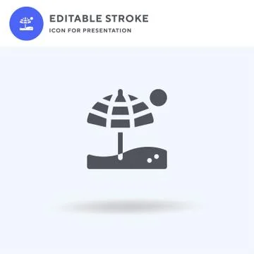 Beach icon vector, filled flat sign, solid pictogram isolated on white, logo  스톡 일러스트