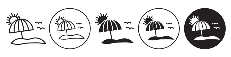 Beach Icon vector set collection for web Illustrazione stock