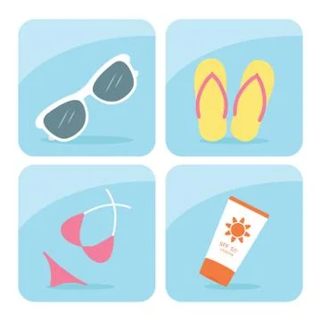 Beach icons Stock Illustration
