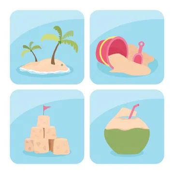 Beach icons Stock Illustration