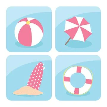 Beach icons Stock Illustration