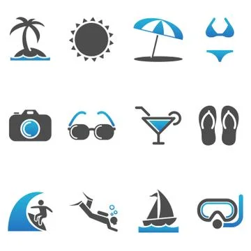 Beach Icons Stock Illustration