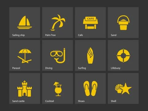 Beach icons 库存插图