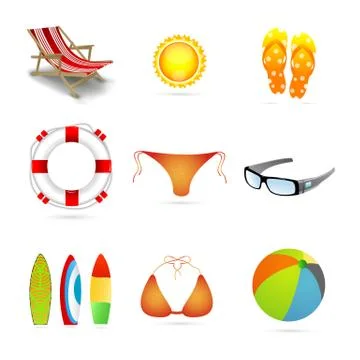 Beach icons Stock Illustration