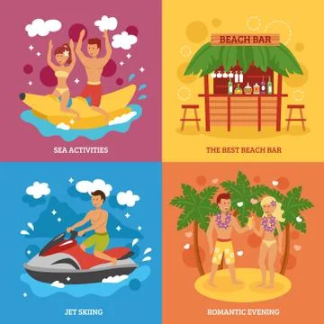 Beach icons set Stock Illustration