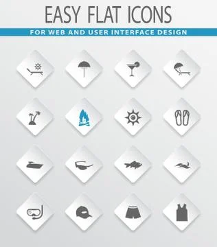 Beach icons set Stock Illustration