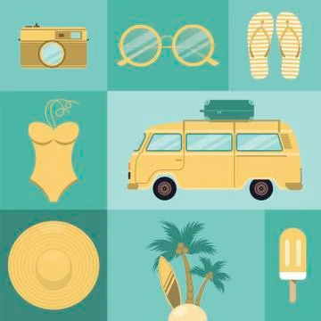 Beach icons set. Illustrazione stock