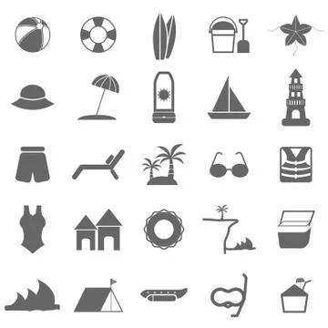 Beach icons on white background Stock Illustration
