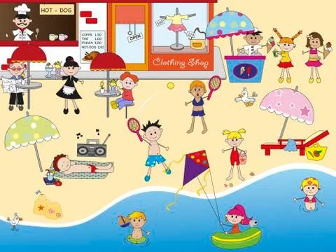 On the beach Stock Illustration