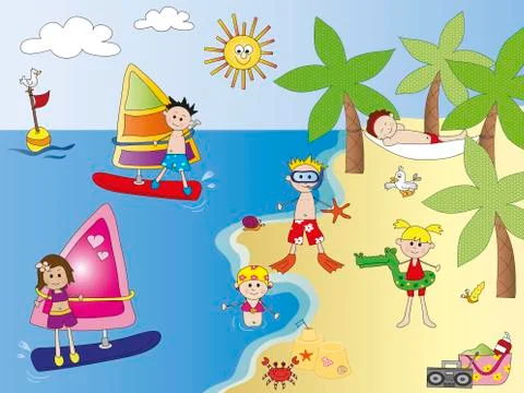 On the beach Stock Illustration