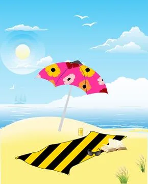 On the beach, Stock Illustration