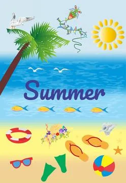 On the beach Stock Illustration