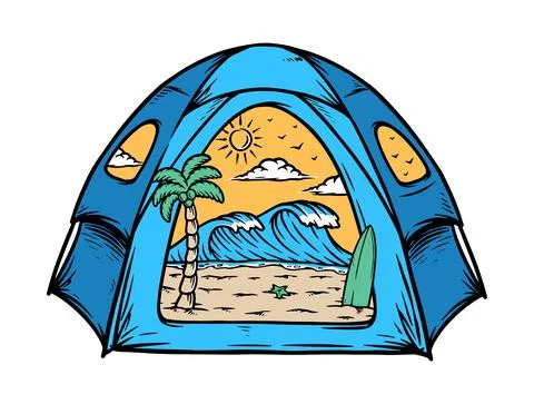 The beach inside my tent Illustrazione stock
