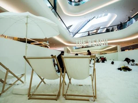 'THE BEACH'  an interactive art installation by the renowned New York-based Stock Photos