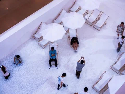 'THE BEACH'  an interactive art installation by the renowned New York-based Stock Photos