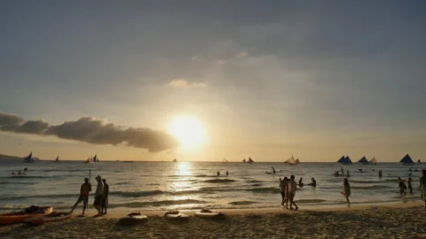 Beach on the island of Boracay in the ra... | Stock Video | Pond5