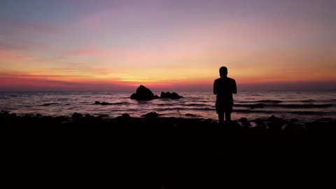 Beach on the island in the evening Stock Footage 138133846