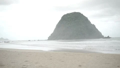 Beach with island in the midle Stock Footage 218229613